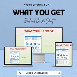 Blood Pressure Chart Sheet - Track BP Progress - Health Monitoring Template - Google Sheets & Excel - Easy to Use for Medical Tracking