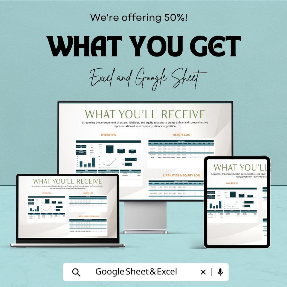 Balance Sheet Template Excel and Google Sheet | Financial Reporting Spreadsheet | Business Accounting Dashboard | Simple & Editable