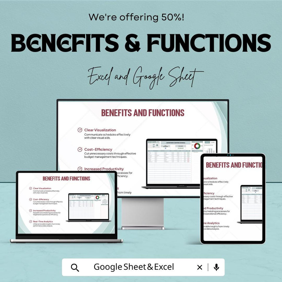 Advertising flighting Schedule Sheet | Advertising Campaign Planner | Google Sheets and Excel Template | Marketing & Budget Planner