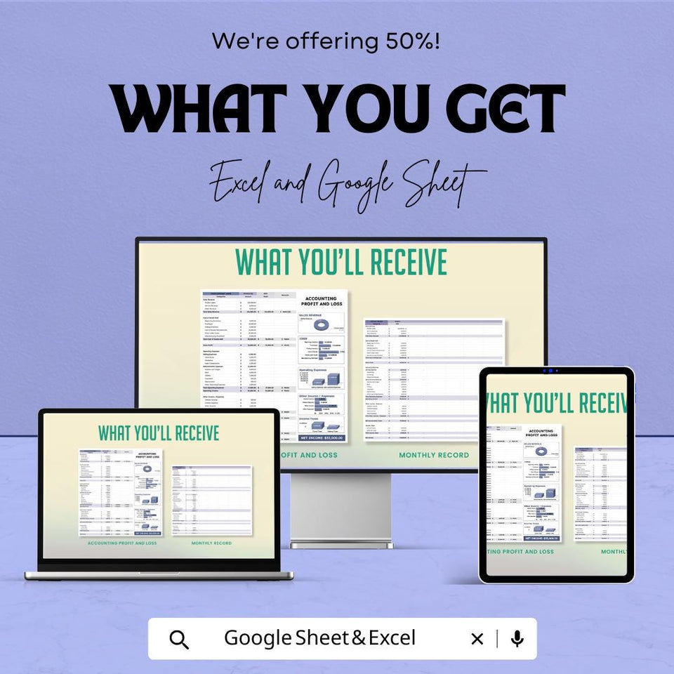 Accounting Profit and Loss Sheet | and Google Sheets | Monthly Budget Tracker, Financial Management Template, Profit & Loss Statement