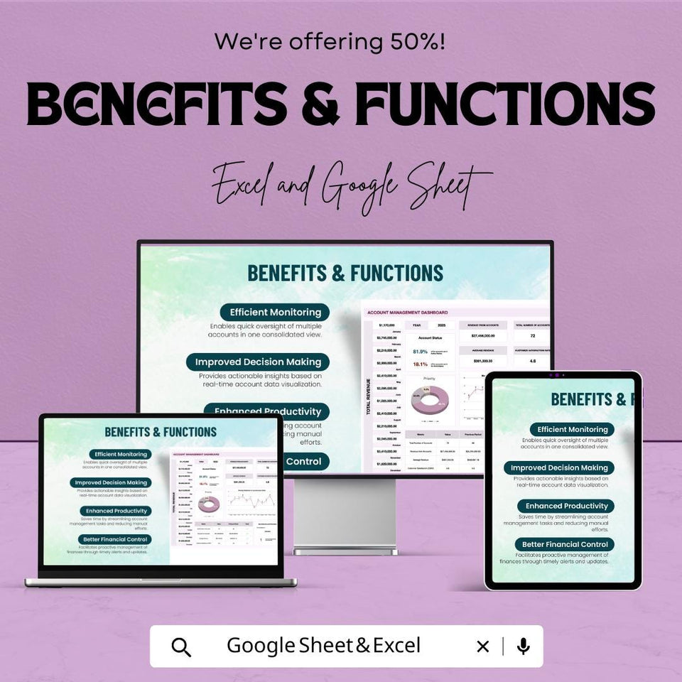 Account Management Dashboard | Google Sheet Template for Finance, Sales & Performance Tracking | Monitor Revenue and Accounts Effectively