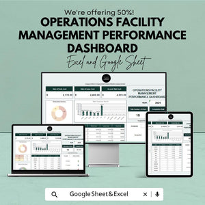 Facility Management Dashboard | Excel and Google Sheets | Performance Tracker | Operations Metrics Template | Work Order & Cost Report