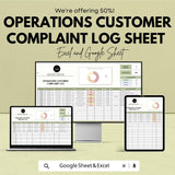 Customer Complaint Log Sheet | Google Sheets & Excel | Operations Tracker | Complaint Management Template | Business Issue Log
