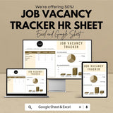 Job Vacancy Tracker HR Sheet | Excel & Google Sheets | Recruitment Dashboard | Hiring Tracker | Editable Template | Instant Download