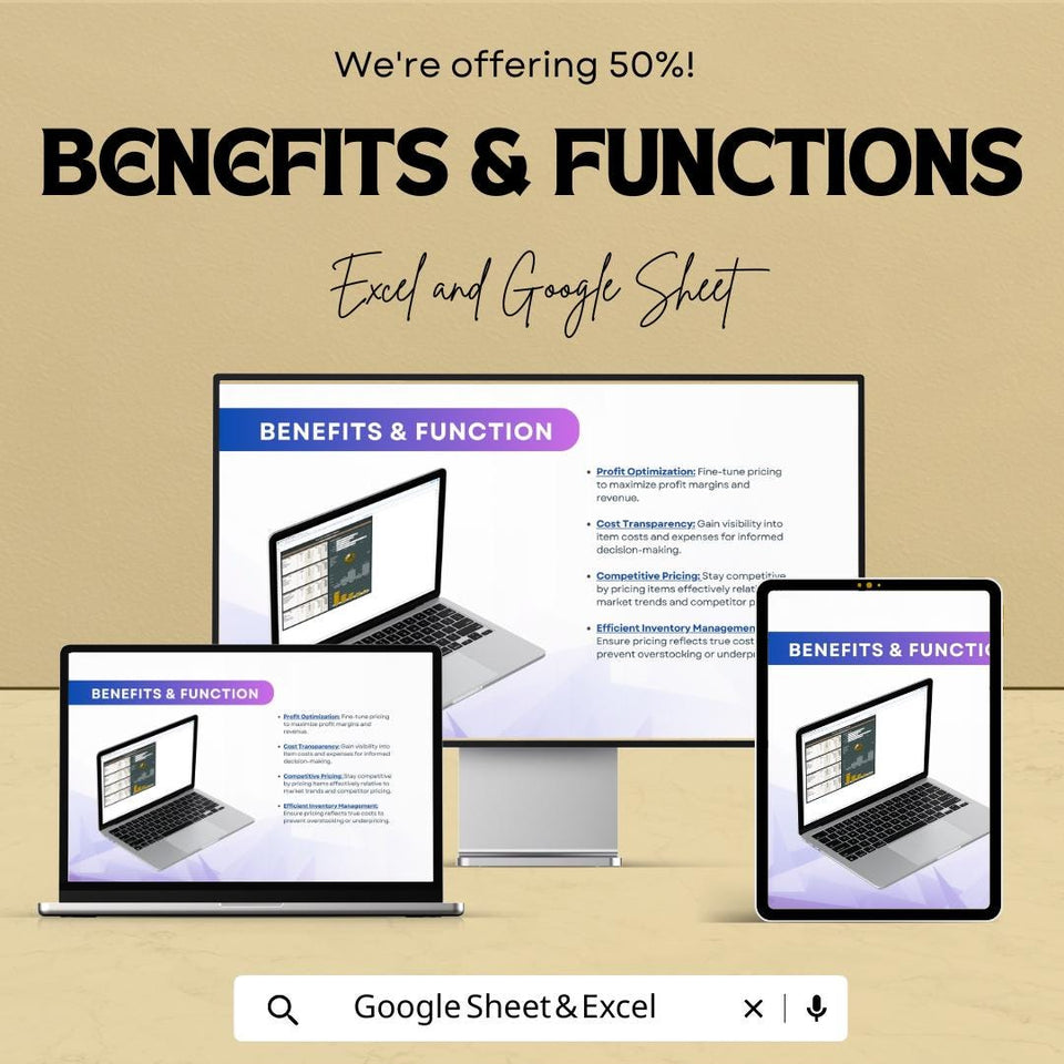 Item Cost Worksheet Template | Excel and Google Sheet | Track Project Costs, Profit Margins & Pricing