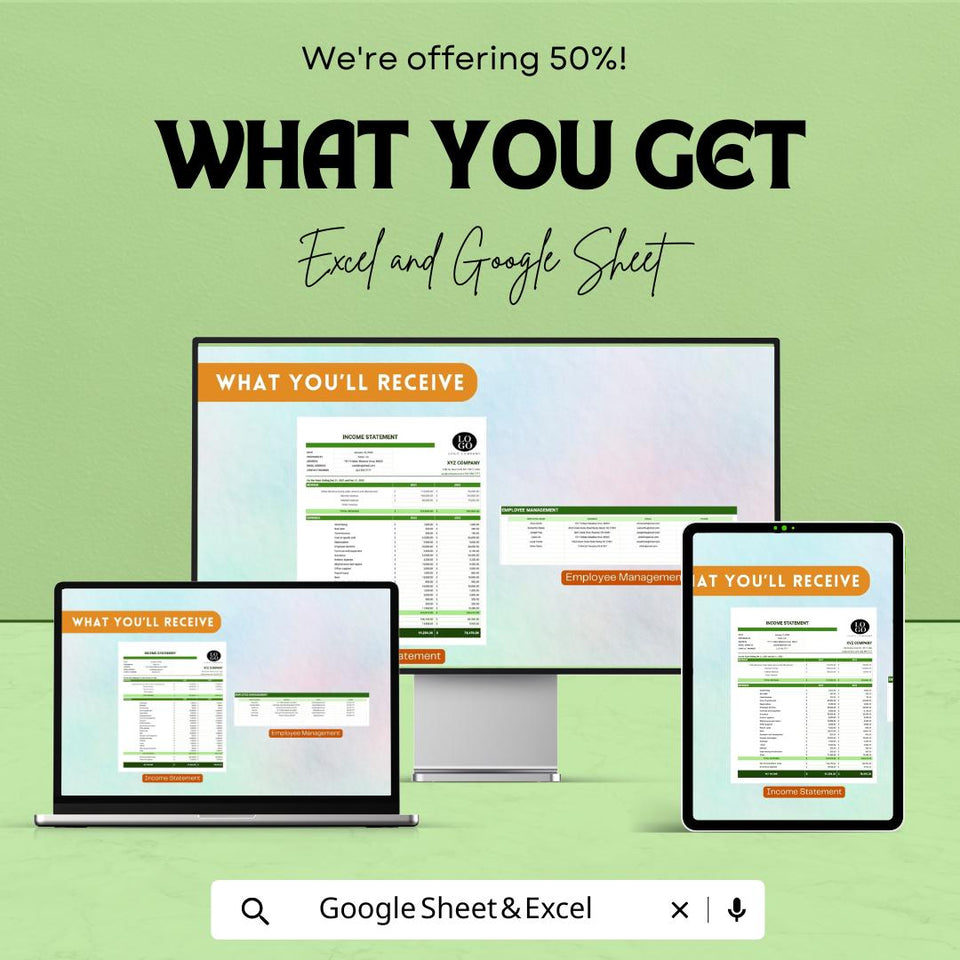 Income Statement Sheet | Excel & Google Sheet Template for Financial Reporting | 50% Off Now