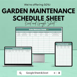 Garden Maintenance Schedule Template, Google Sheet, Garden Planner, Lawn Care Tracker, Seasonal Garden Maintenance, Garden Scheduling