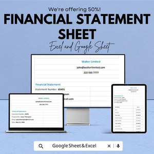 Financial Statement Sheet | Excel & Google Sheet Template | Business Financial Reporting Tool