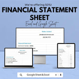 Financial Statement Sheet | Excel & Google Sheet Template | Business Financial Reporting Tool