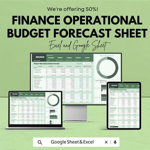 Finance Operational Budget Forecast Sheet | Monthly Expense Forecast Tracker | Excel & Google Sheets Template