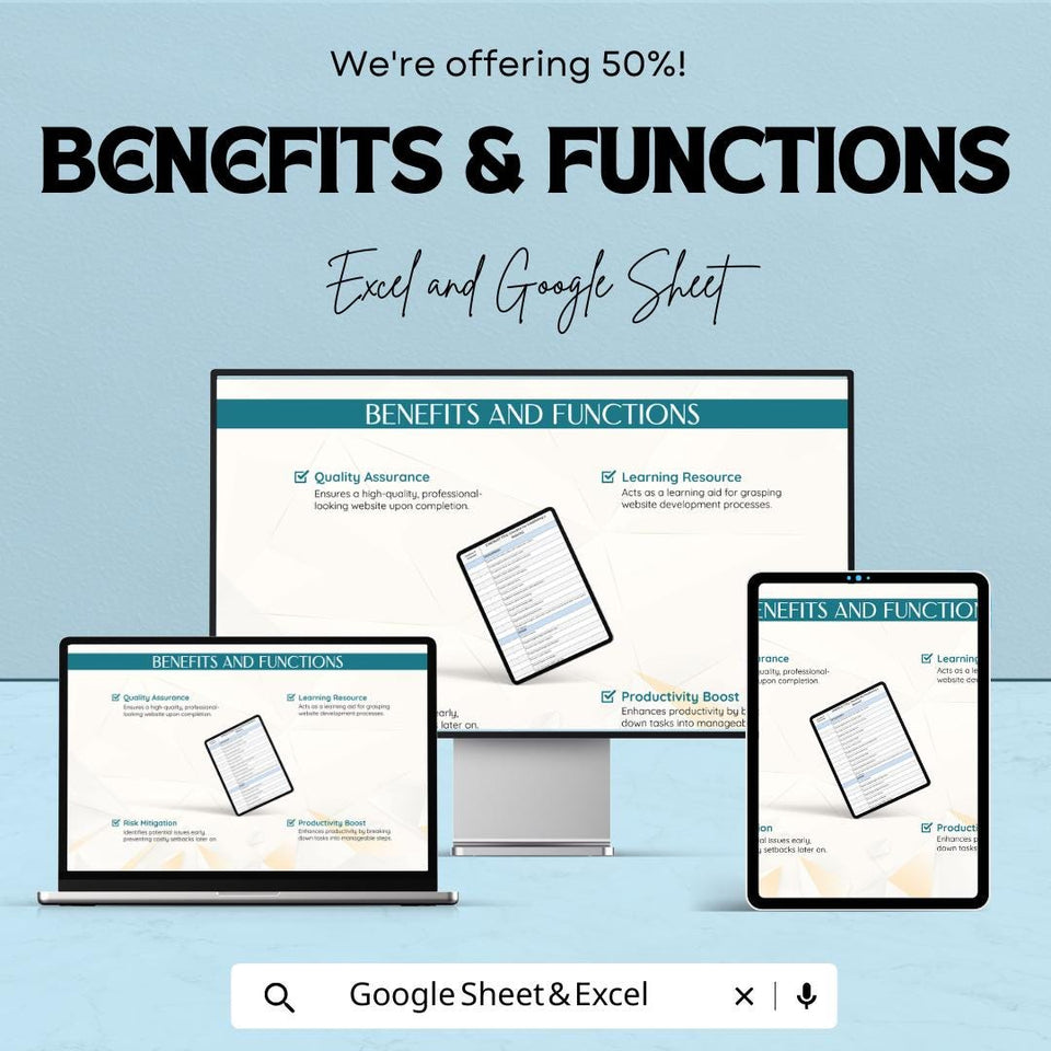 Checklist for Establishing a Website - Easy Website Setup Template for Business - Google Sheet & Excel