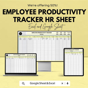 Employee Productivity Tracker HR Template - Excel & Google Sheets, Boost Team Efficiency, Performance Metrics, HR Management Tool