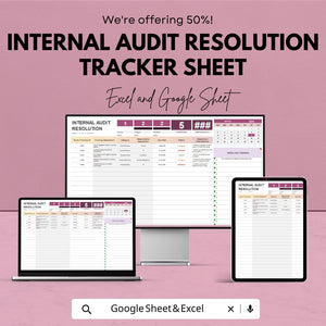Internal Audit Resolution Tracker Sheet - Excel and Google Sheets Template for Tracking Audit Findings & Resolutions
