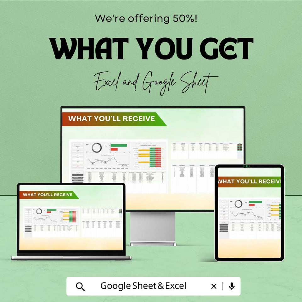 Internal Audit Balance Monitoring Dashboard Sheet - Excel & Google Sheets Template for Financial Analysis and Reporting