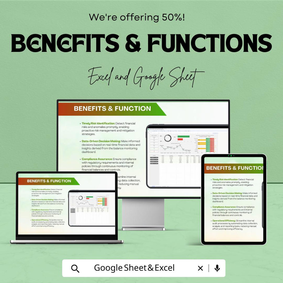 Internal Audit Balance Monitoring Dashboard Sheet - Excel & Google Sheets Template for Financial Analysis and Reporting