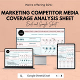 Marketing Competitor Media Coverage Analysis Sheet | Google Sheets  | Media Tracking and Competitor Analysis | ROI and Engagement Metrics