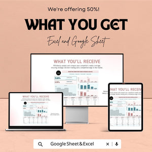 Marketing Competitor Media Coverage Analysis Sheet | Google Sheets  | Media Tracking and Competitor Analysis | ROI and Engagement Metrics
