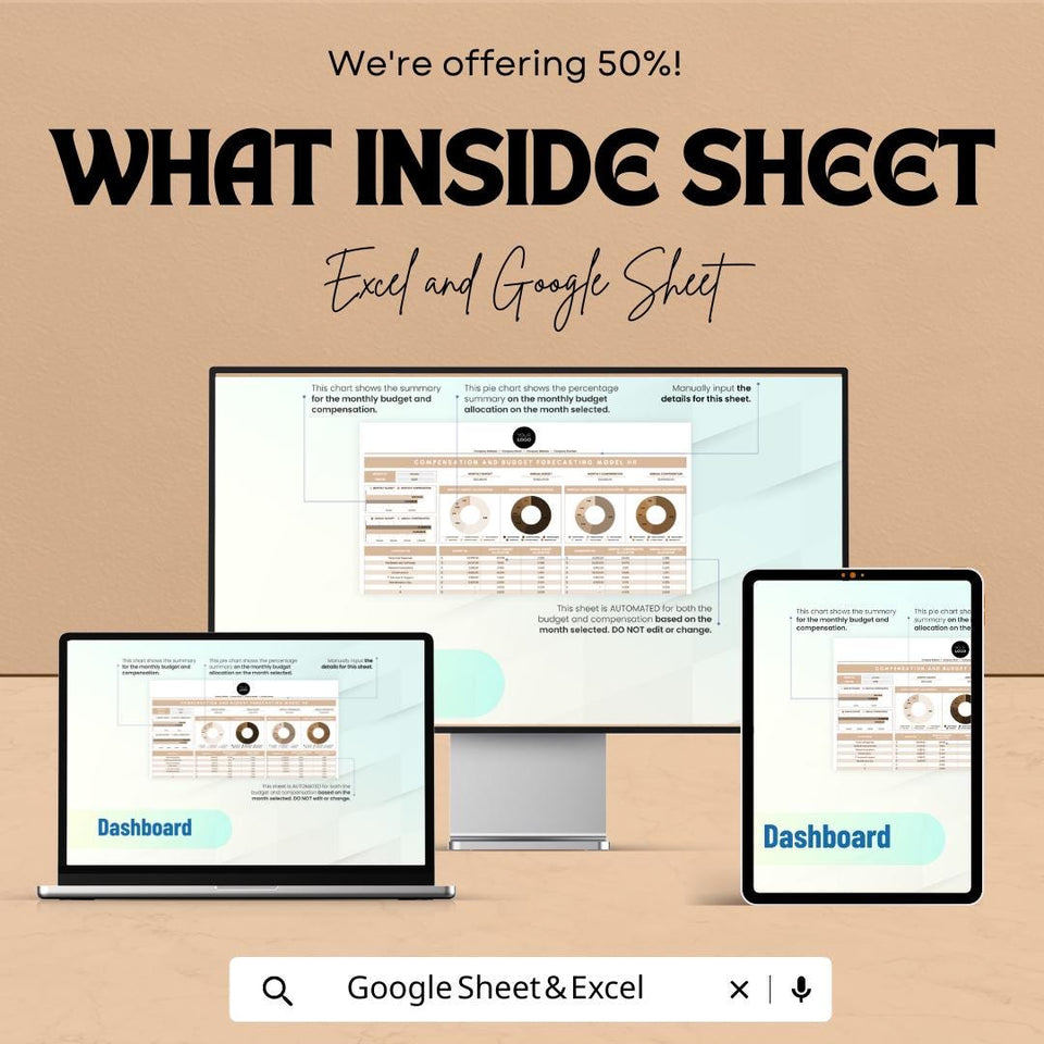 Compensation and Budget Forecasting Model HR Sheet - Excel & Google Sheets Template for HR Financial Planning - 50% Off