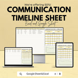 Communication Timeline Sheet | Excel & Google Sheet | Organize Your Communication Strategy | 50% Off | Instant Download