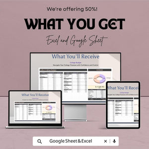 College Budget Sheet - Excel & Google Sheets Template for Managing College Expenses - 50% Off