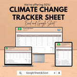 Climate Change Tracker Sheet - Excel & Google Sheet Template for Environmental Impact Monitoring - 50% Off