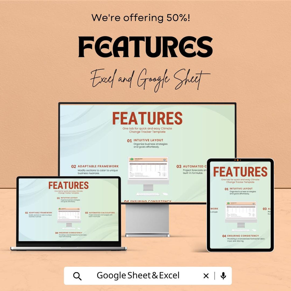 Climate Change Tracker Sheet - Excel & Google Sheet Template for Environmental Impact Monitoring - 50% Off
