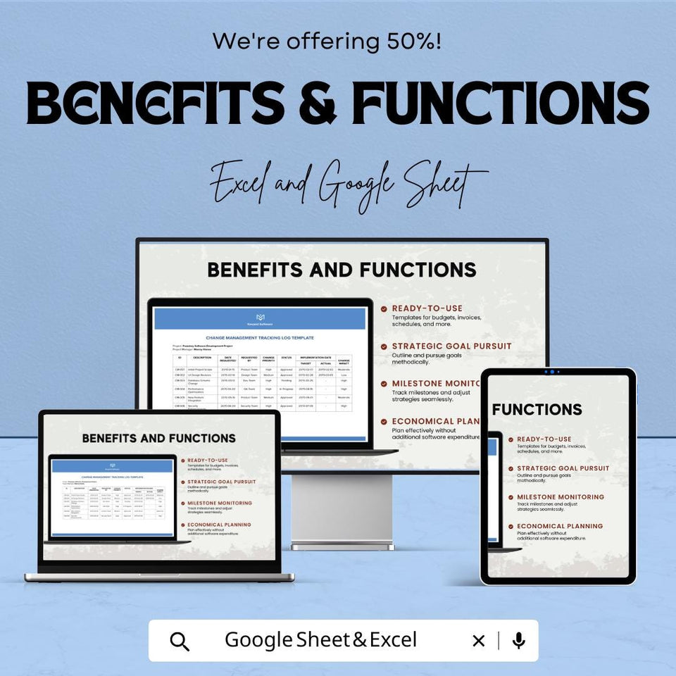 Change Management Tracking Log Sheet - Excel & Google Sheets | Project Change Tracking, Milestone Monitoring and Goal Pursuit