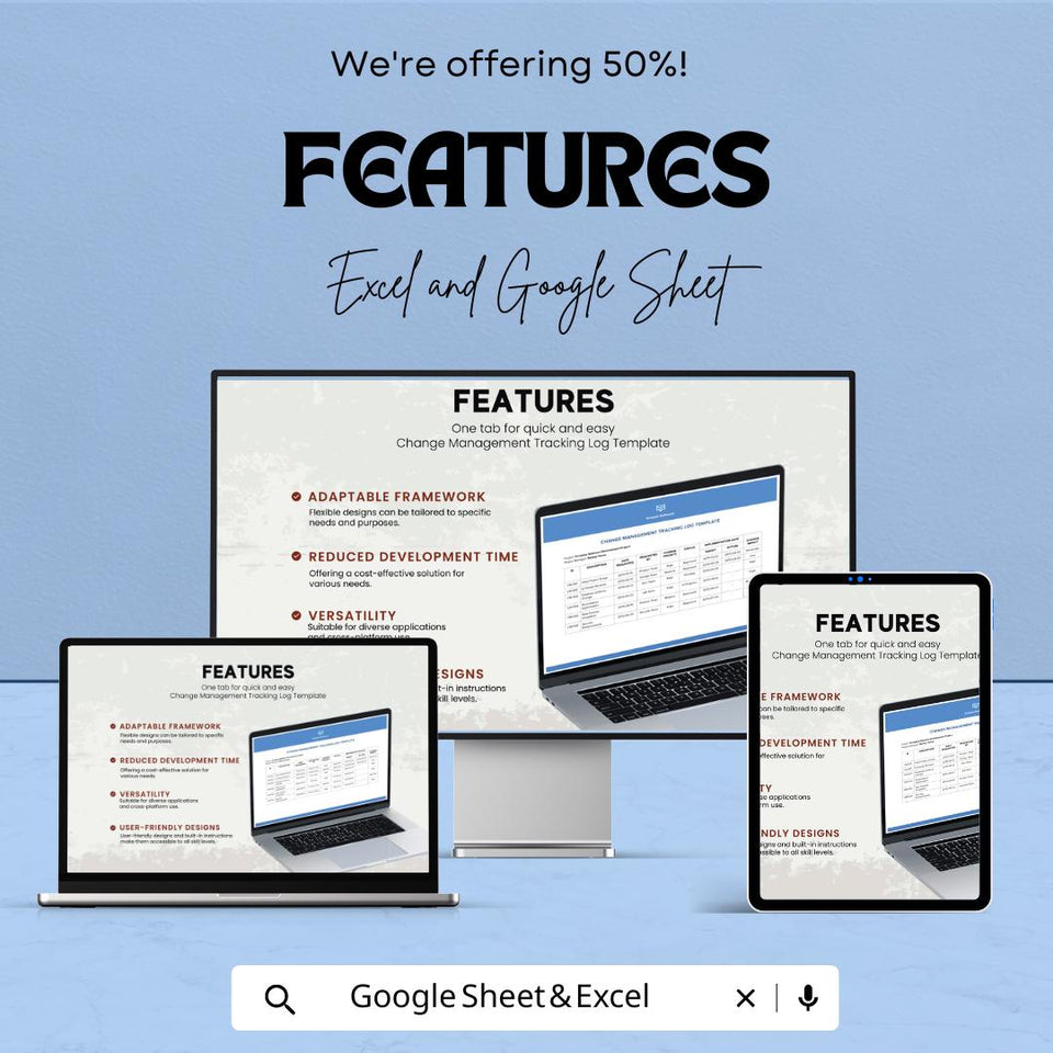 Change Management Tracking Log Sheet - Excel & Google Sheets | Project Change Tracking, Milestone Monitoring and Goal Pursuit