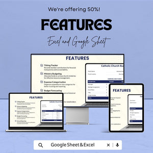 Catholic Church Budget Sheet - Excel and Google Sheets | Tithing Tracker, Ministry Budgeting & Financial Stewardship