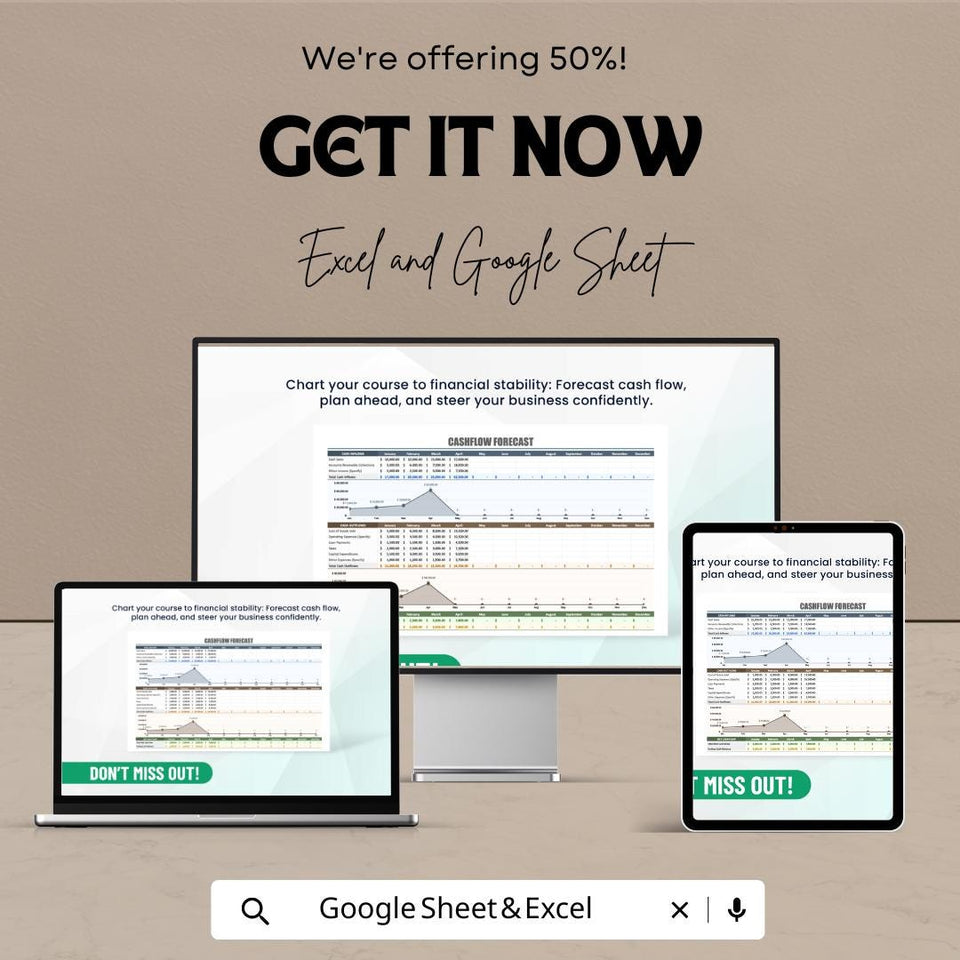 Cashflow Forecast Sheet - Excel and Google Sheet | Financial Planning & Cash Flow Management | Budget Forecast Template