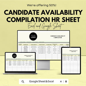 Candidate Availability Compilation HR Sheet | Recruitment Tracker | Excel & Google Sheets Template for Efficient Hiring