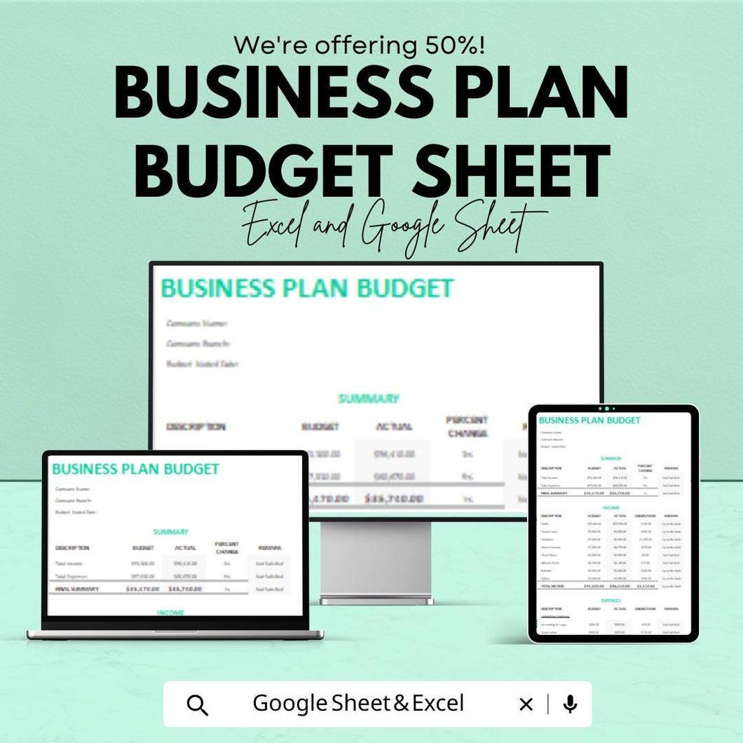 Business Plan Template | Excel & Google Sheets | Comprehensive Business Planning Guide