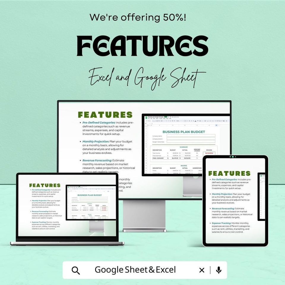 Business Plan Template | Excel & Google Sheets | Comprehensive Business Planning Guide