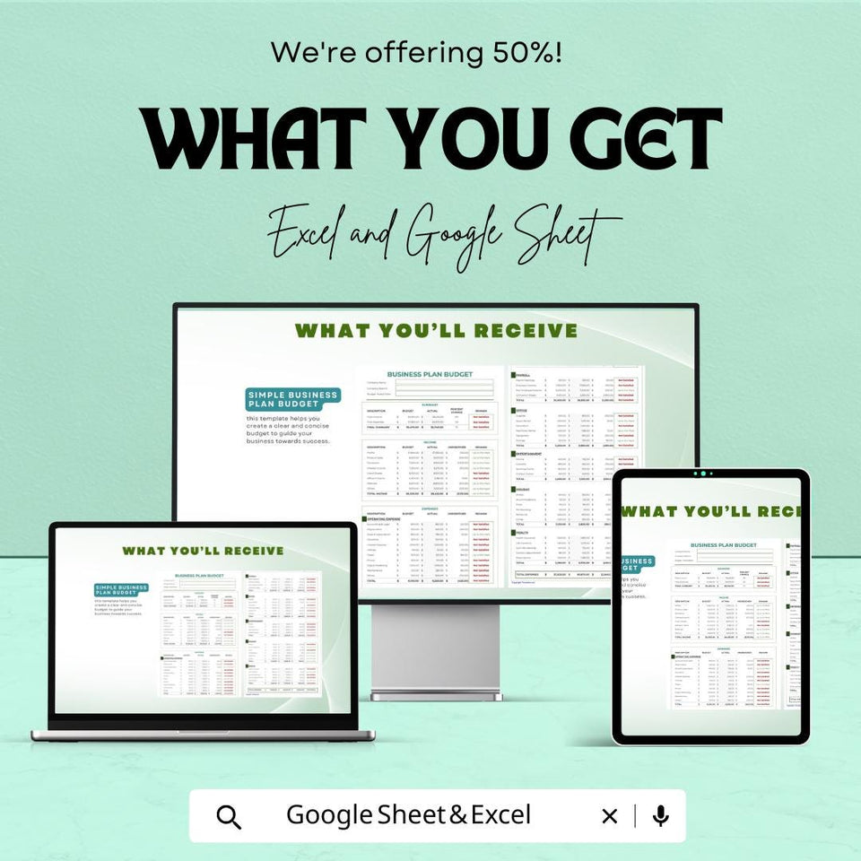 Business Plan Budget Sheet | Google Sheet | Budget Planner Template for Businesses | Track Income & Expenses | Business Planning Tool