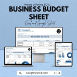 Business Budget Sheet | Editable Excel & Google Sheets Template | Financial Tracker | Income Expense Dashboard | Small Business Planner