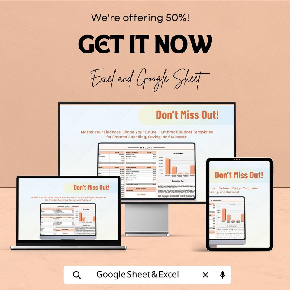 Budget Spreadsheet Template | Excel & Google Sheets | Income Expense Tracker | Monthly Budget Planner | Instant Download