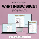 Bucket List Sheet Template | Digital Download | Google Sheets & Excel | Goal Tracker | Travel Planner | Editable Checklist