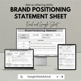 Brand Positioning Statement Template | Google Sheets & Excel | Brand Strategy Planner | Marketing Identity Sheet | Editable Business Tool