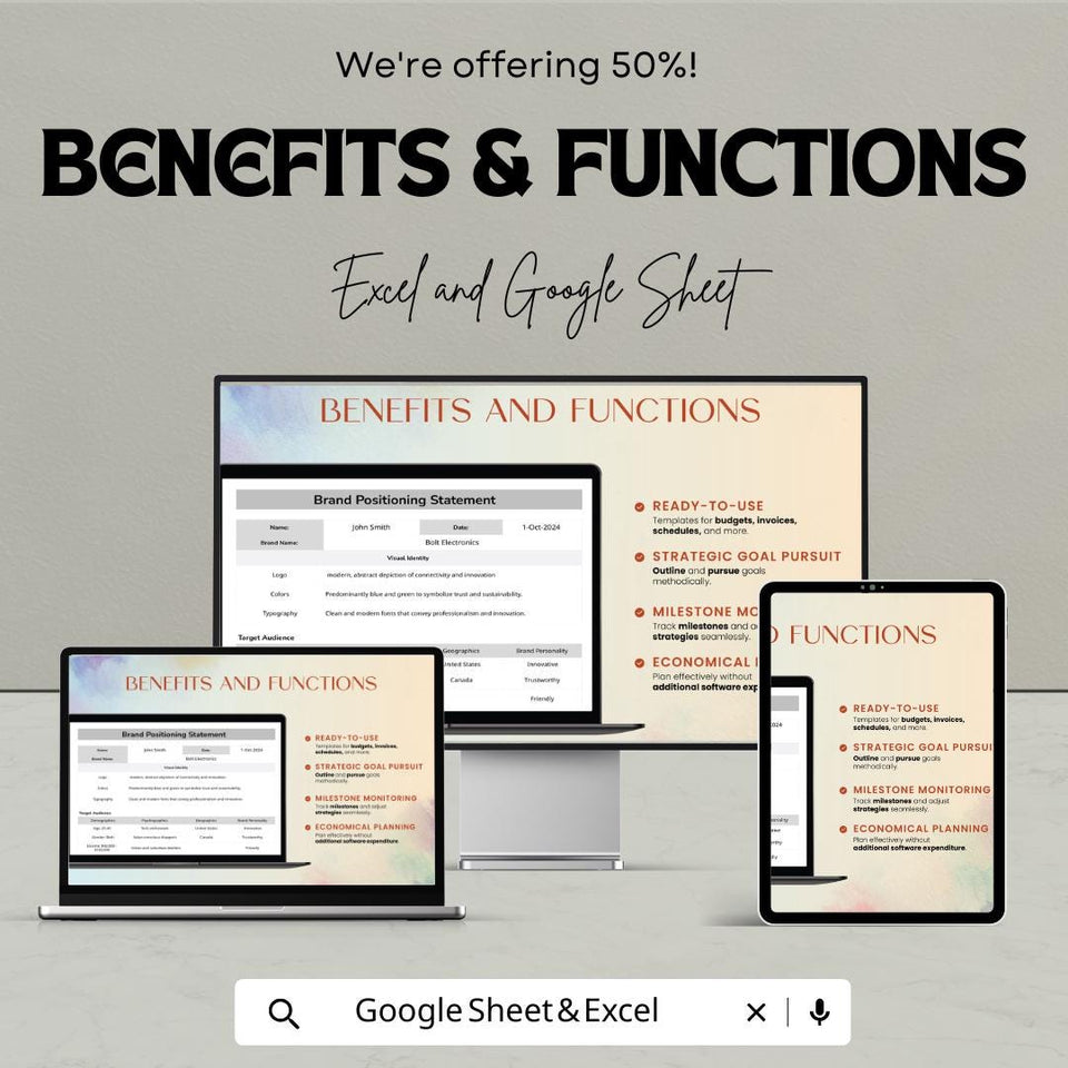 Brand Positioning Statement Template | Google Sheets & Excel | Brand Strategy Planner | Marketing Identity Sheet | Editable Business Tool
