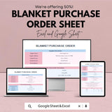 Blanket Purchase Order Sheet - Google Sheets & Excel - Purchase Order Management - Customizable Template
