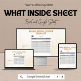 Blank Rental Ledger Sheet | Property Income Tracker | Excel & Google Sheet | Printable Landlord Finance Template | Rental Record Log