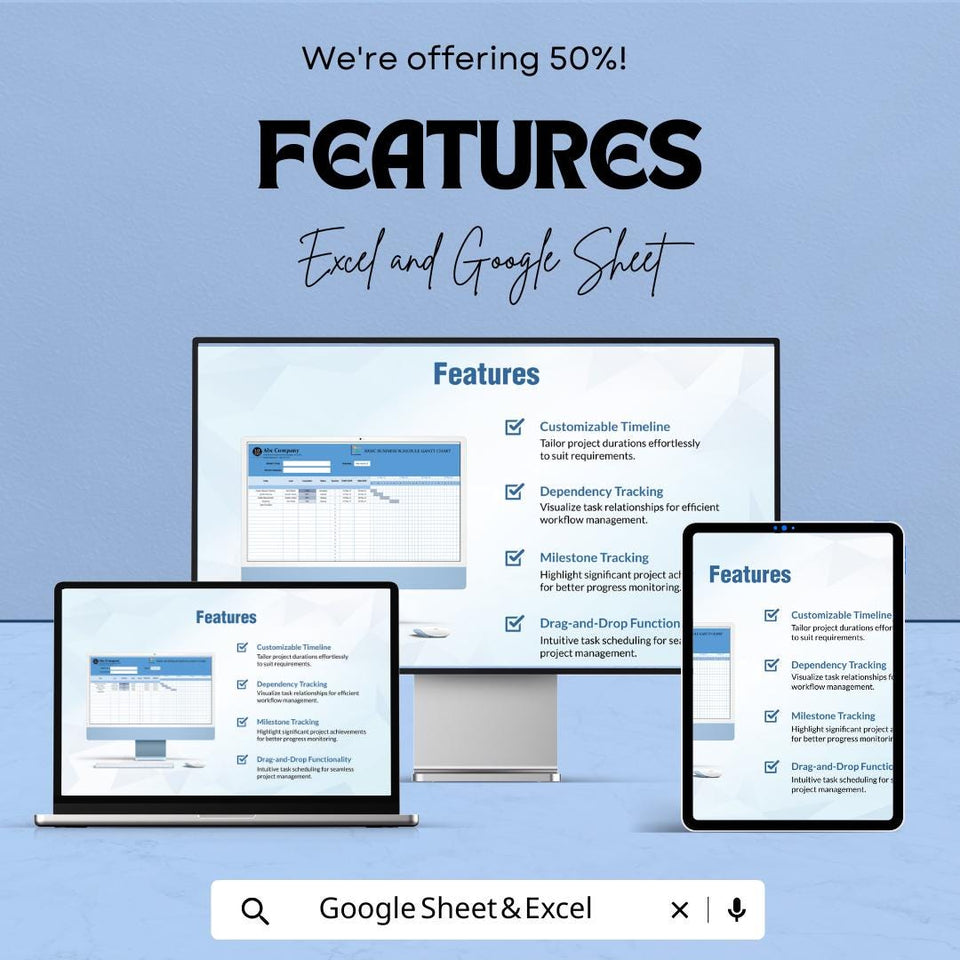 Business Gantt Chart Template | Project Planner Excel & Google Sheets | Timeline Tracker Spreadsheet | Instant Download