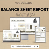Balance Sheet Report Template - Excel & Google Sheets | Financial Analysis Tool | Budgeting and Accounting Spreadsheet