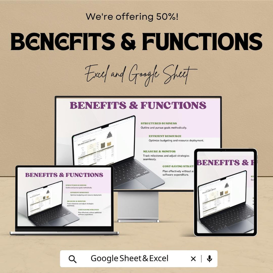Balance Sheet Report Template - Excel & Google Sheets | Financial Analysis Tool | Budgeting and Accounting Spreadsheet