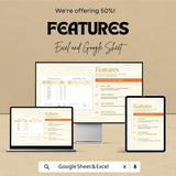 Aesthetic Design Invoice Template - Excel and Google Sheet, Professional Billing, Customizable, Track Expenses & Payments
