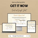 Aesthetic Design Invoice Template - Excel and Google Sheet, Professional Billing, Customizable, Track Expenses & Payments