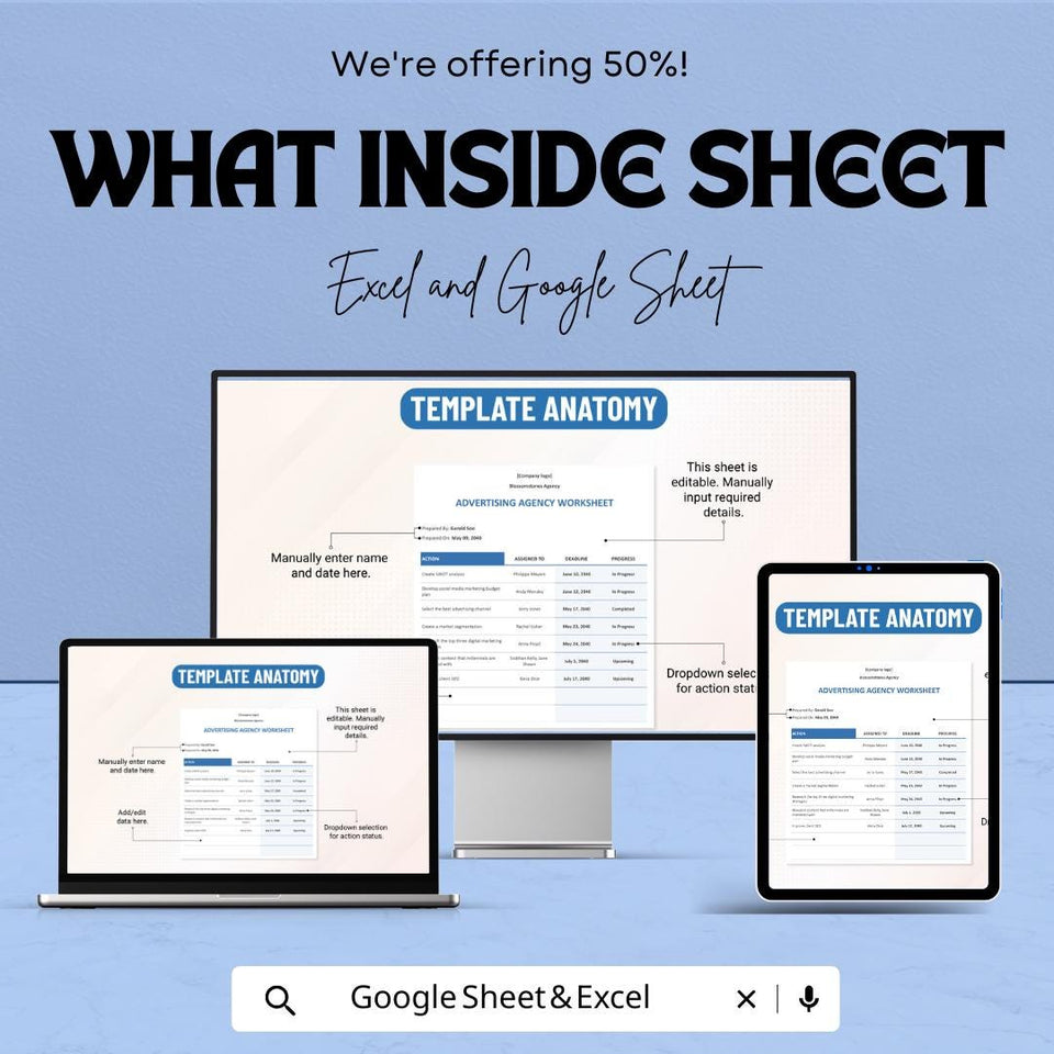 Advertising Agency Worksheet | Google Sheets Project Tracker | Campaign Management Template | Client Task Organizer | Editable Agency Sheet