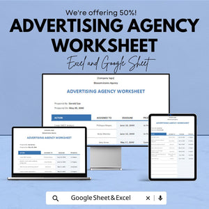 Advertising Agency Worksheet | Google Sheets Project Tracker | Campaign Management Template | Client Task Organizer | Editable Agency Sheet