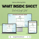 Advance Purchase Order Sheet | Editable Excel & Google Sheets Template | Purchase Form | Order Tracking Log | Printable PO Format