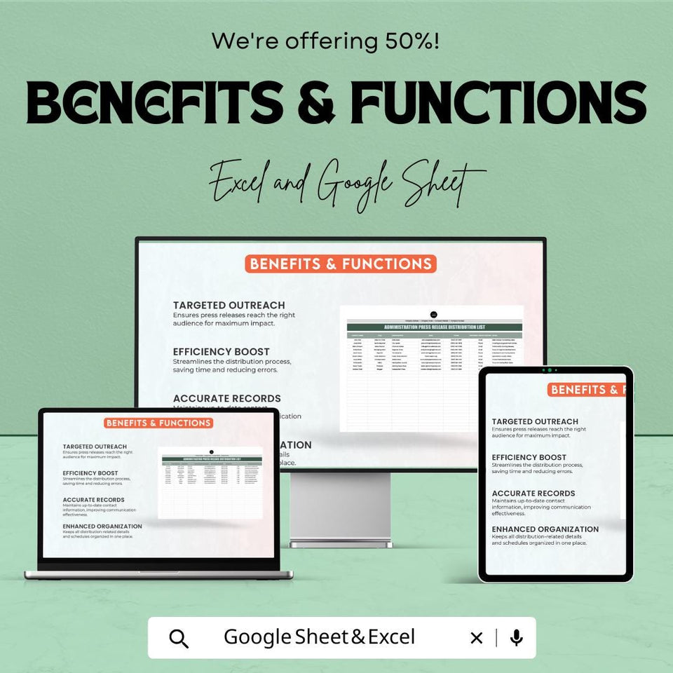 Administration Press Release Distribution List | Excel & Google Sheets Template | Media Contact Tracker | Editable Stakeholder List